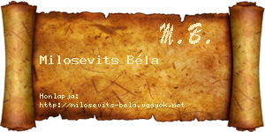 Milosevits Béla névjegykártya